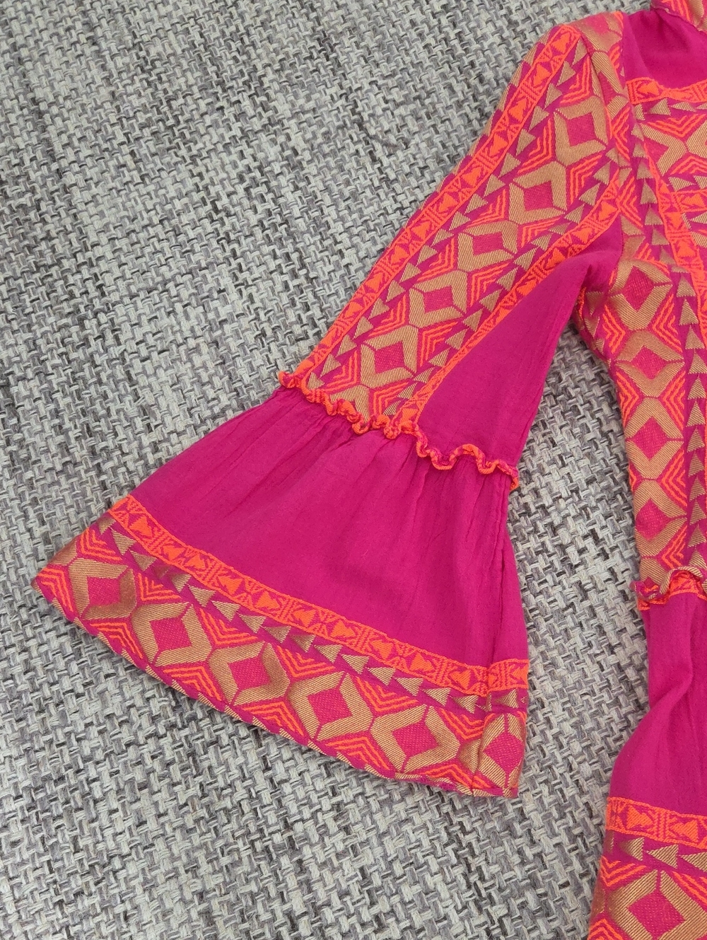 Lace The Label Fuchsia & Orange Geometric Embroidered Boho Mini Dress M EUC - Picture 10 of 15